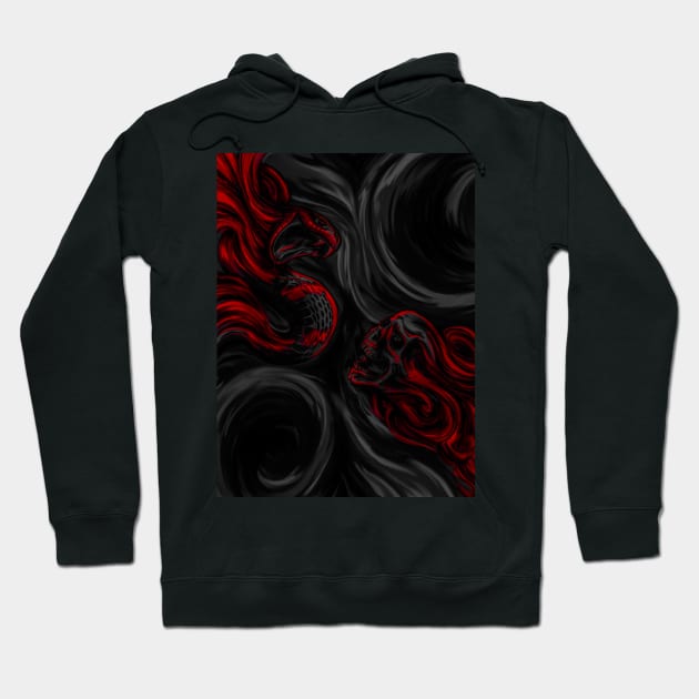 Skull & Snake (dark red) Hoodie by FattoAMano